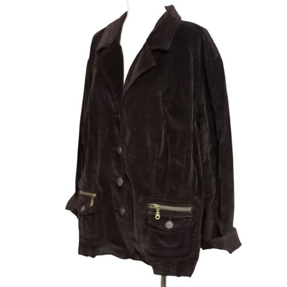Gitano Corduroy Jacket 24W Plus Sz 3X Blazer Brown Farmhouse Chore Vintage - Picture 6 of 16